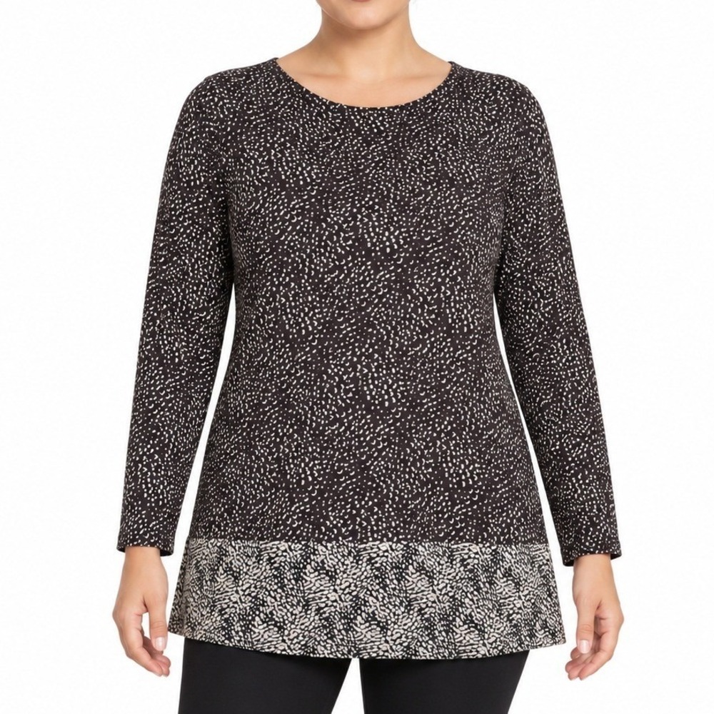 J Jill Tunic Women L Purple Abstract Print Pima Cotton Modal Long Sleeve Top